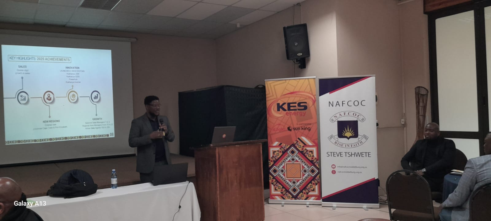 Partner presentation alongside NAFCOC Steve Tshwete and KES Energy banners